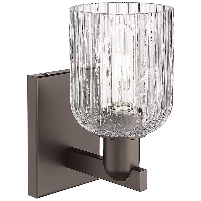 Image 2 Bridal Veil 10.75" High Oil Rubbed Bronze Wall Sconce With Clear Shade more views