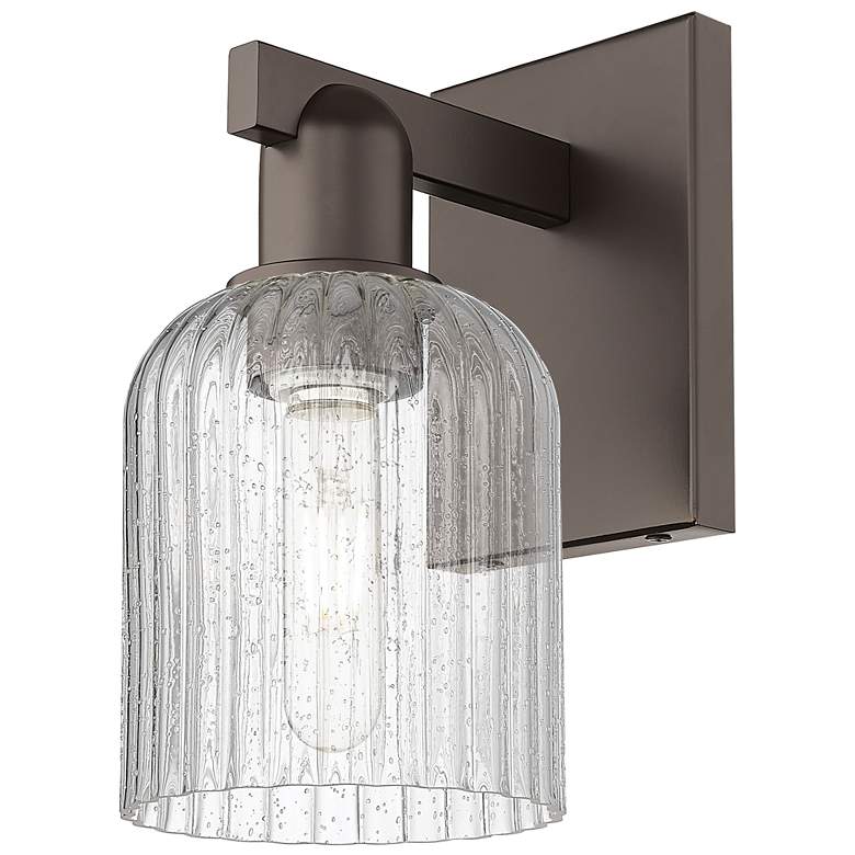 Image 1 Bridal Veil 10.75" High Oil Rubbed Bronze Wall Sconce With Seedy Shade