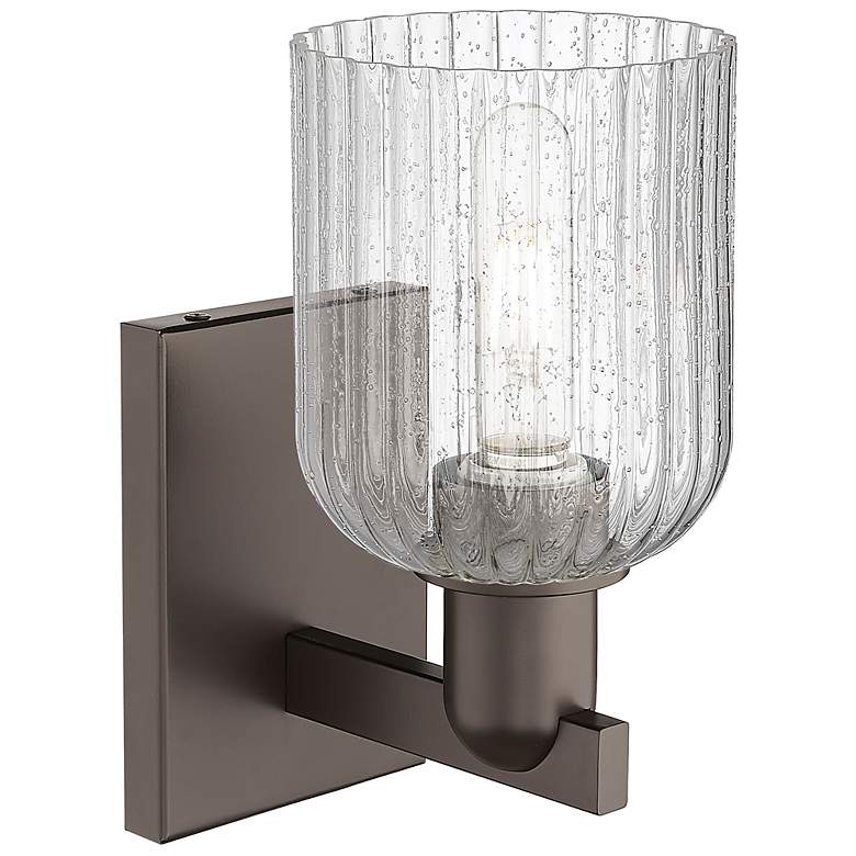 Image 2 Bridal Veil 10.75" High Oil Rubbed Bronze Wall Sconce With Seedy Shade more views