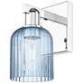 1_Bridal Veil 10.75" High Polished Chrome Wall Sconce With Blue Shade