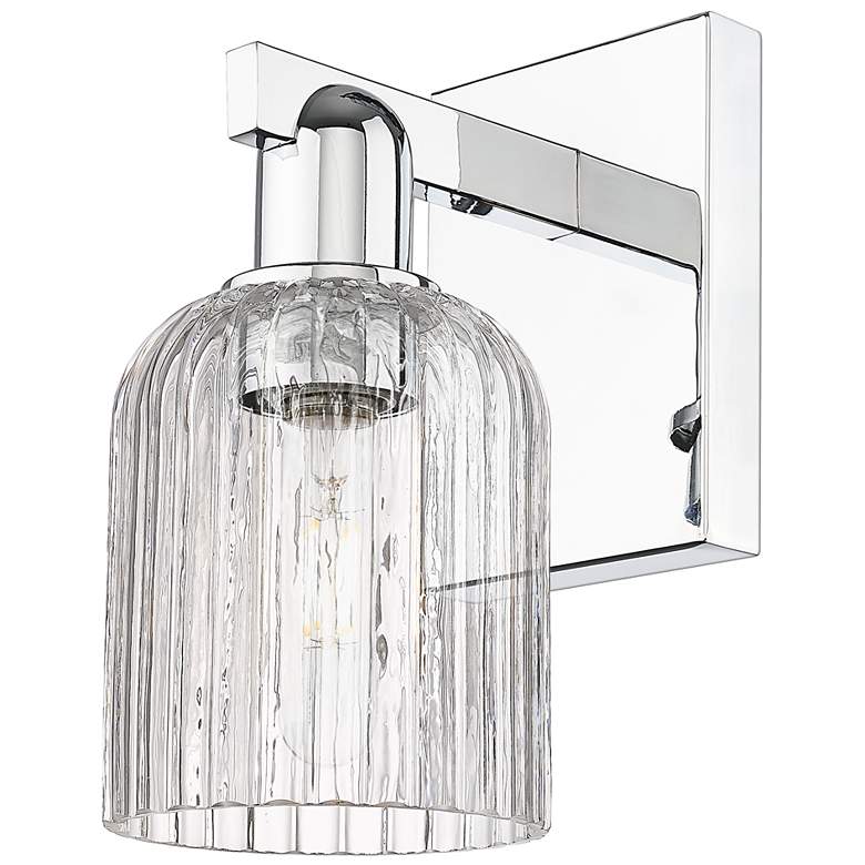 Image 1 Bridal Veil 10.75" High Polished Chrome Wall Sconce With Clear Shade