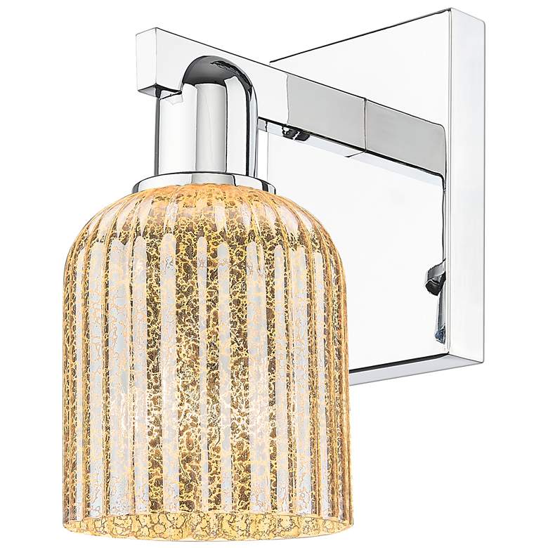 Image 1 Bridal Veil 10.75" High Polished Chrome Wall Sconce With Mercury Shade