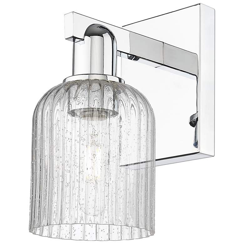 Image 1 Bridal Veil 10.75" High Polished Chrome Wall Sconce With Seedy Shade