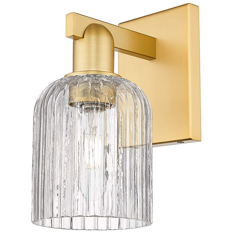Image 1 Bridal Veil 10.75" High Satin Gold Wall Sconce With Clear Shade