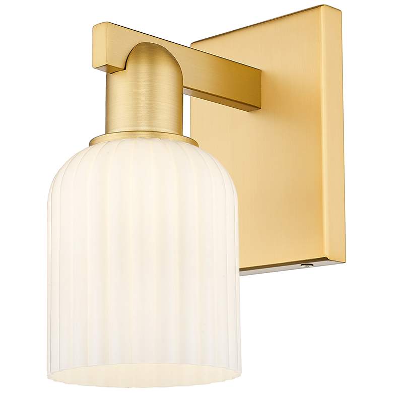 Image 1 Bridal Veil 10.75" High Satin Gold Wall Sconce With Gloss White Shade
