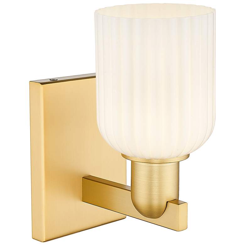 Image 2 Bridal Veil 10.75" High Satin Gold Wall Sconce With Gloss White Shade more views