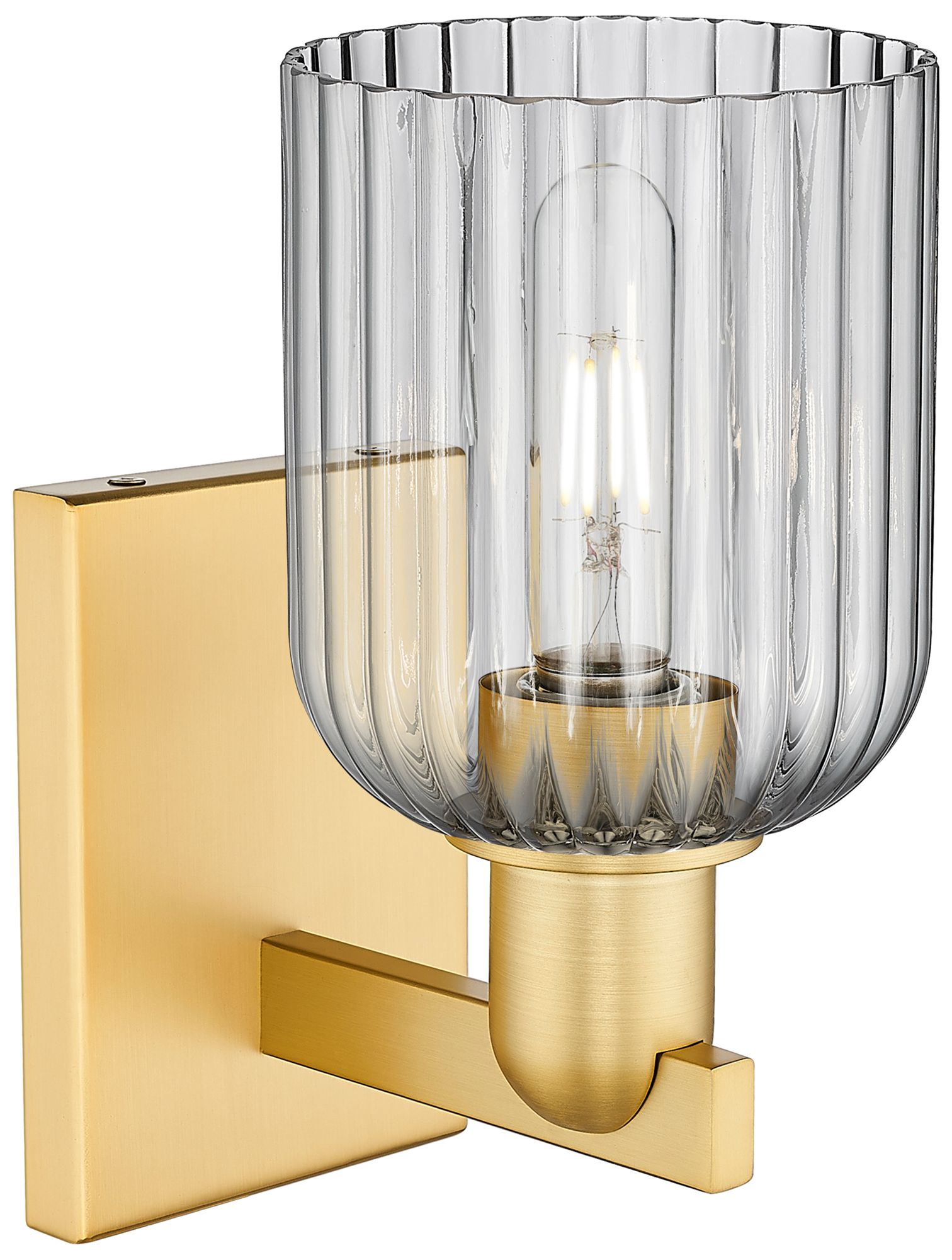 Image 2 Bridal Veil 10.75" High Satin Gold Wall Sconce With Light Smoke Shade more views