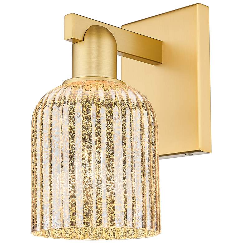 Image 1 Bridal Veil 10.75" High Satin Gold Wall Sconce With Mercury Shade
