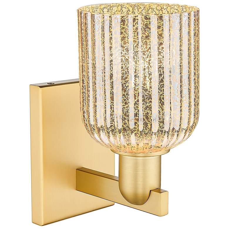 Image 2 Bridal Veil 10.75" High Satin Gold Wall Sconce With Mercury Shade more views