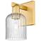 Bridal Veil 10.75" High Satin Gold Wall Sconce With Seedy Shade