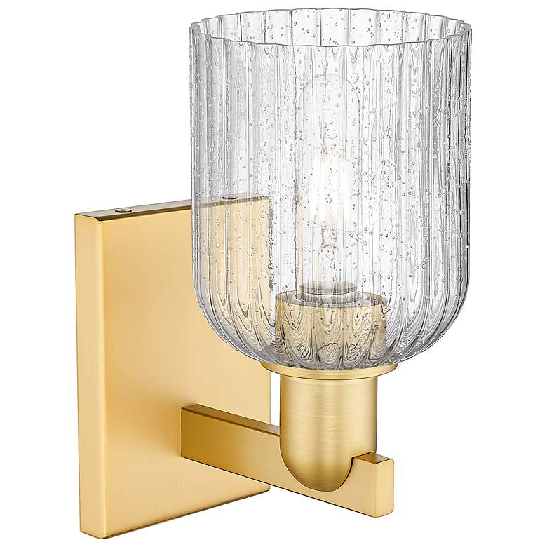 Image 2 Bridal Veil 10.75" High Satin Gold Wall Sconce With Seedy Shade more views