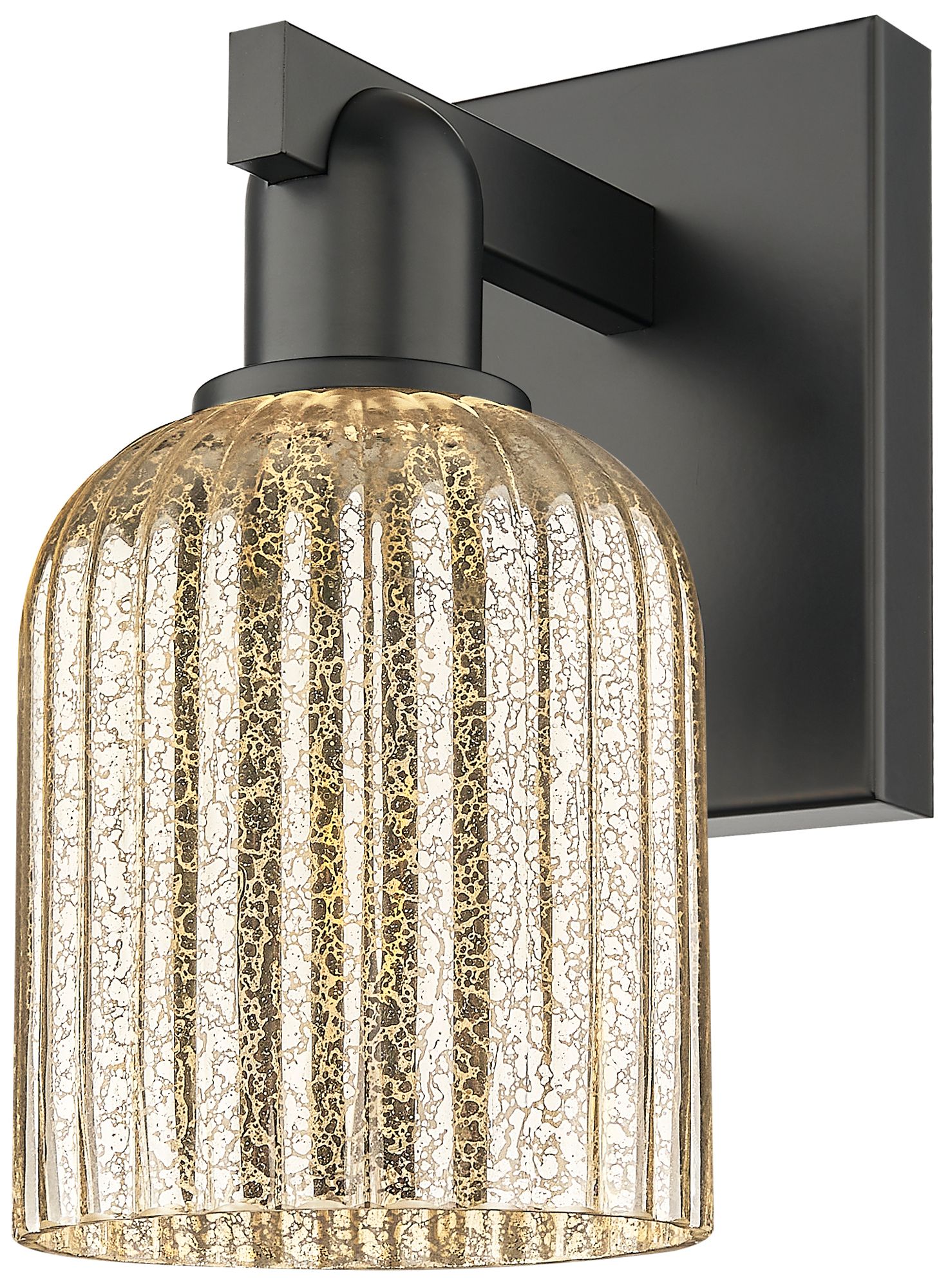Image 3 Bridal Veil 10.75" High Matte Black Wall Sconce With Mercury Shade more views