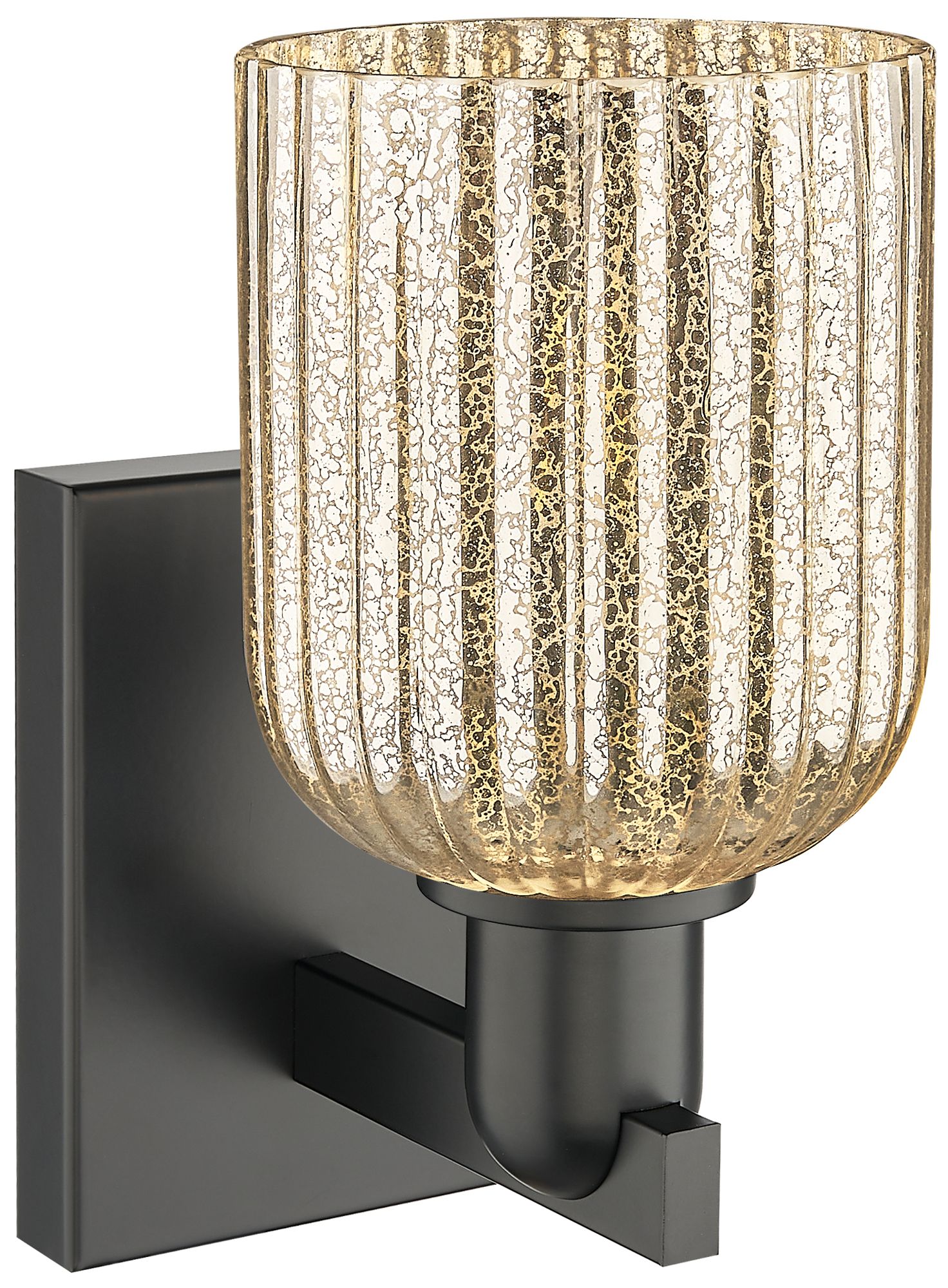 Image 4 Bridal Veil 10.75" High Matte Black Wall Sconce With Mercury Shade more views