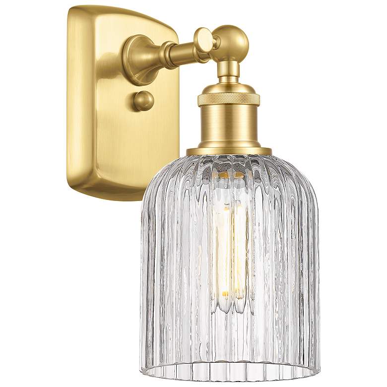 Image 1 Bridal Veil 10" High Satin Gold and Clear Glass Wall Sconce