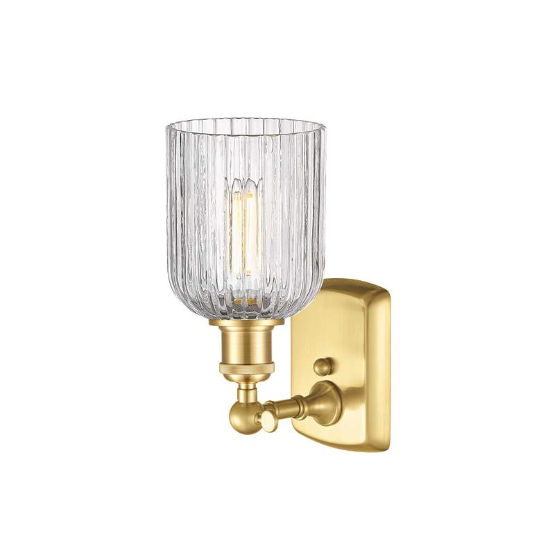 Image 2 Bridal Veil 10" High Satin Gold and Clear Glass Wall Sconce more views