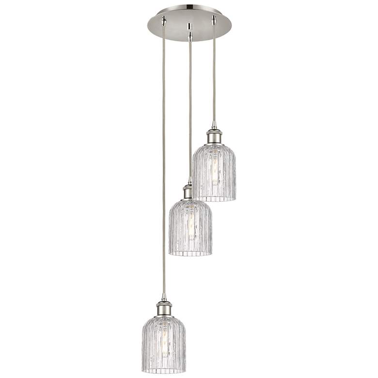 Image 1 Bridal Veil 11.5"W 3-Light Polished Nickel Cord Pendant w/ Clear Shade