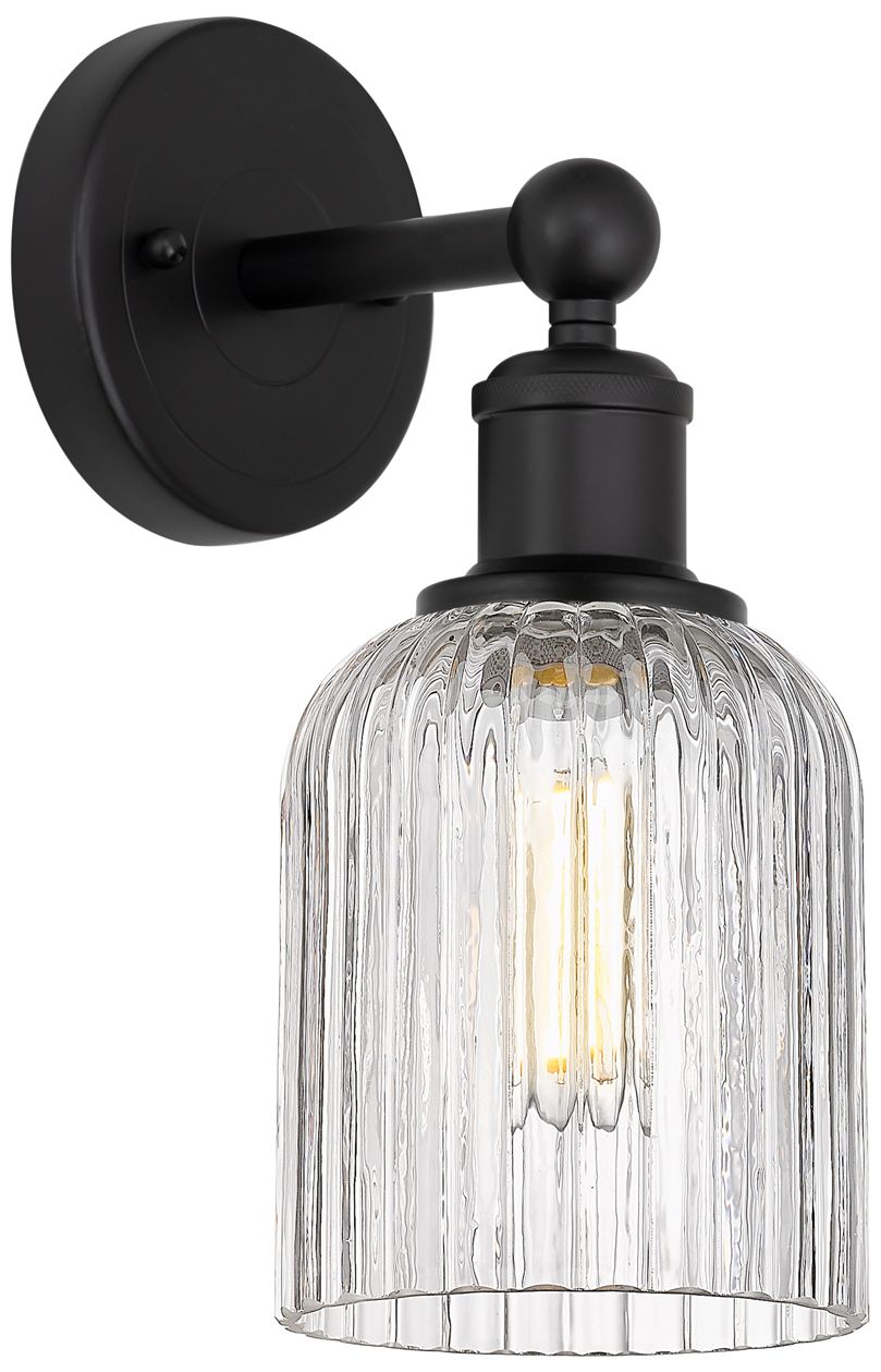 Bridal Veil 11 1/4" High Matte Black Clear Glass Wall Sconce