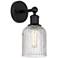Bridal Veil 11 1/4" High Matte Black Clear Glass Wall Sconce