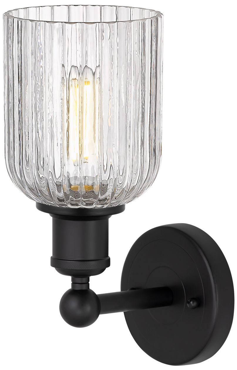 Image 2 Bridal Veil 11 1/4" High Matte Black Clear Glass Wall Sconce more views