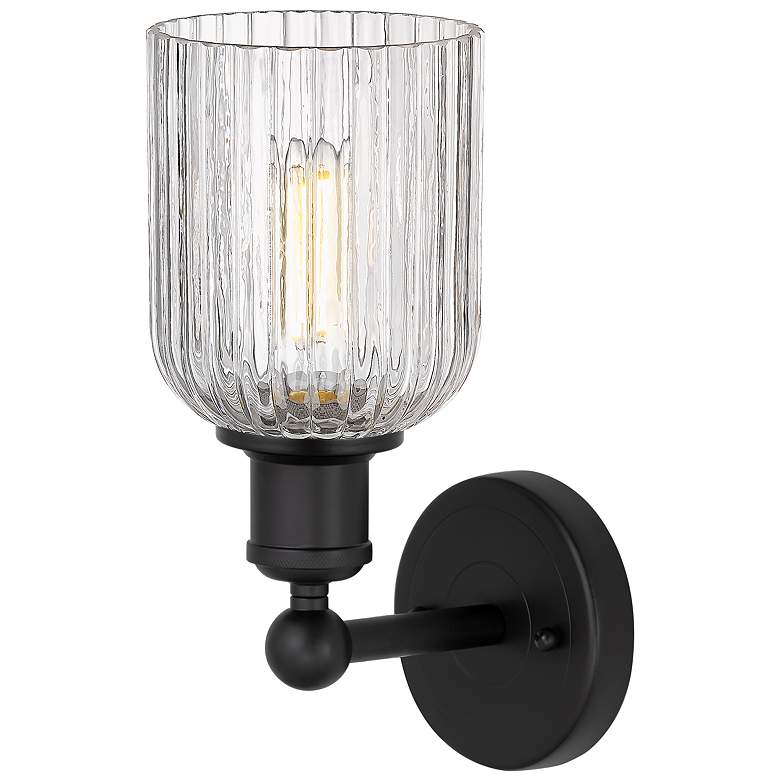 Image 2 Bridal Veil 11 1/4" High Matte Black Clear Glass Wall Sconce more views