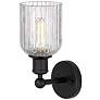 2_Bridal Veil 11 1/4" High Matte Black Clear Glass Wall Sconce more views