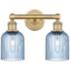 Bridal Veil 11 1/4"H Brass Blue Glass 2-Light Wall Sconce