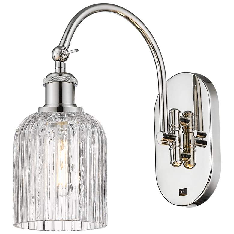 Image 1 Bridal Veil 12.5"H Polished Nickel Adjustable Sconce w/ Clear Shade