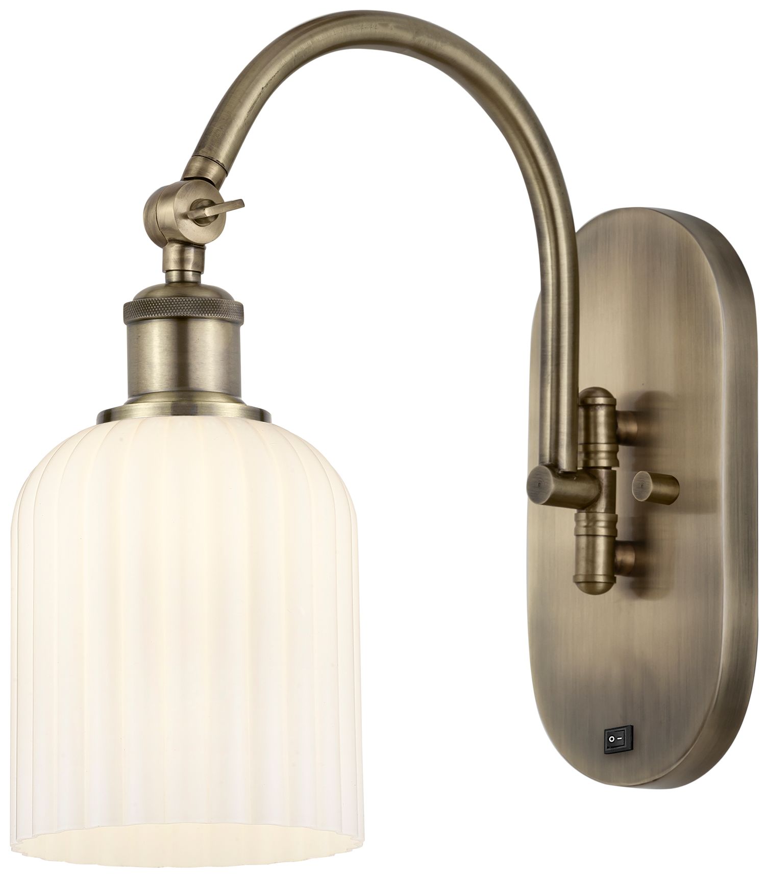 Bridal Veil 12 1/2"H Antique Brass White Glass Wall Sconce