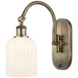 Bridal Veil 12 1/2"H Antique Brass White Glass Wall Sconce