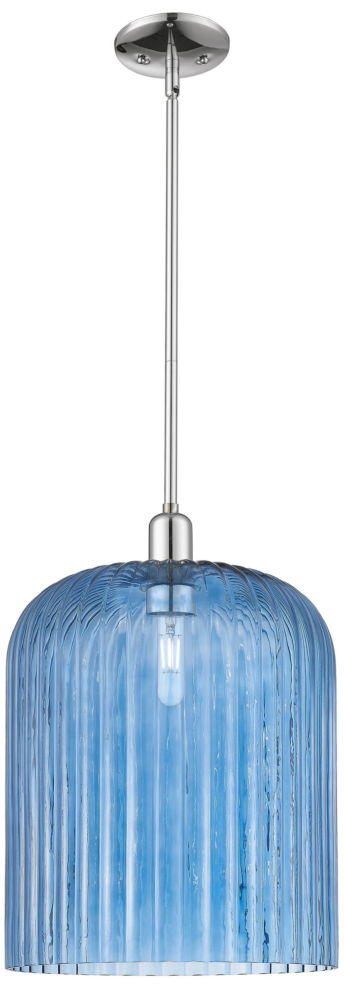 Bridal Veil 12"W Polished Chrome Stem Hung Mini Pendant With Blue Shad