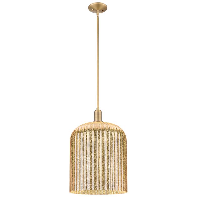 Image 1 Bridal Veil 12"W 3 Light Brass Stem Mini Pendant w/ Mercury Shade
