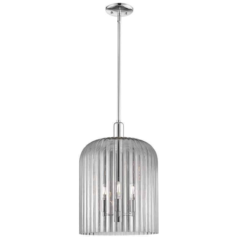 Image 1 Bridal Veil 12"W 3 Light Chrome Stem Mini Pendant w/ Light Smoke Shade