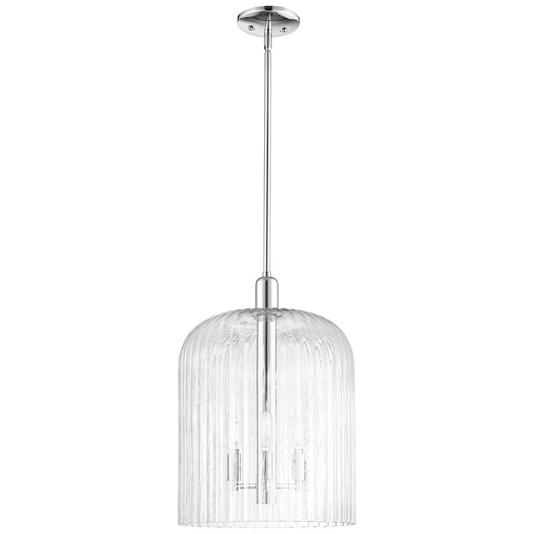 Image 1 Bridal Veil 12"W 3 Light Chrome Stem Mini Pendant With Clear Shade