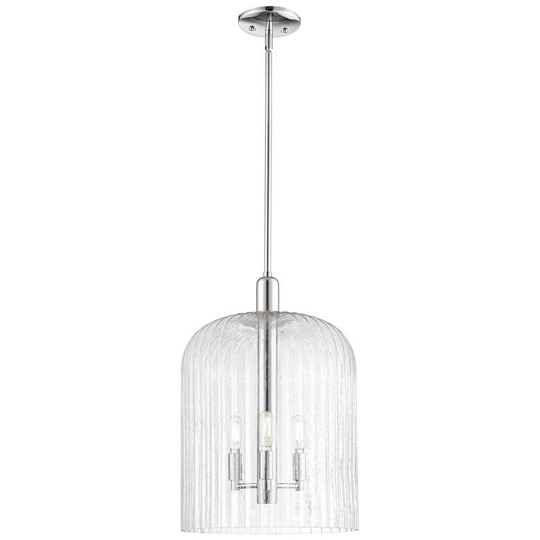 Image 1 Bridal Veil 12"W 3 Light Chrome Stem Mini Pendant With Seedy Shade
