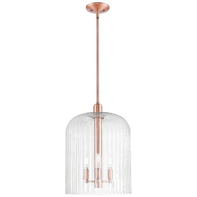 Image 1 Bridal Veil 12"W 3 Light Copper Stem Mini Pendant With Seedy Shade