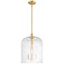 Bridal Veil 12"W 3 Light Satin Gold Stem Mini Pendant With Clear Shade