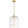 Bridal Veil 12"W 3 Light Satin Gold Stem Mini Pendant With Clear Shade