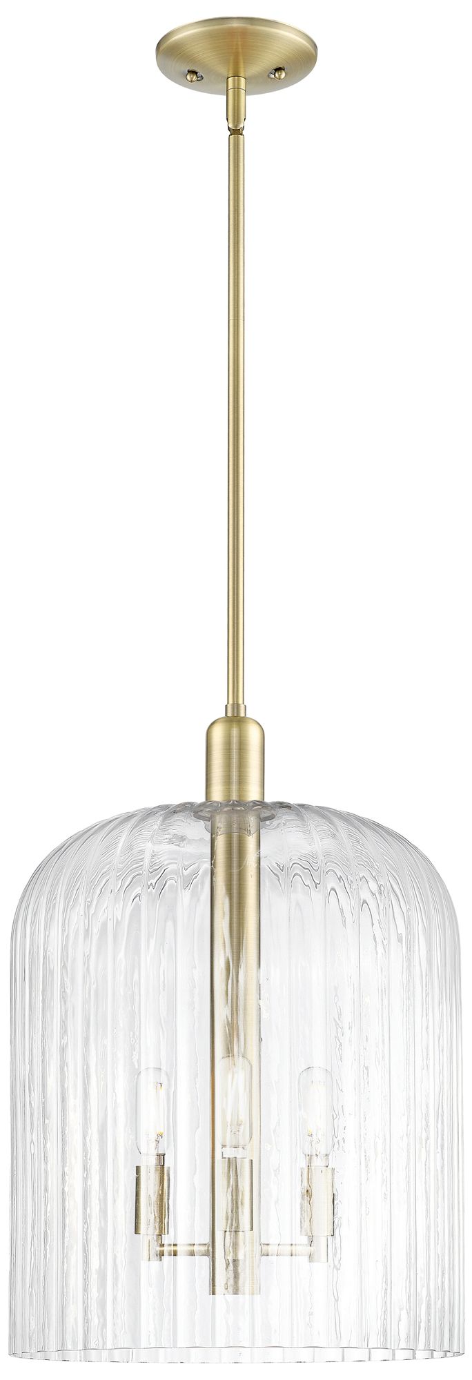 Bridal Veil 12"W 3-Lt Antique Brass Stem Mini Pendant w/ Clear Shade