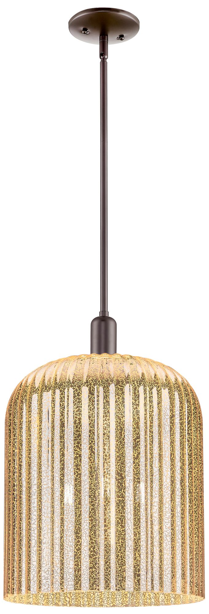 Bridal Veil 12"W 3-Lt Oiled Bronze Stem Mini Pendant w/ Mercury Shade