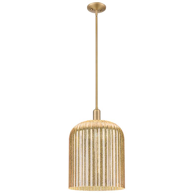 Image 1 Bridal Veil 12"W Brushed Brass Stem Mini Pendant With Mercury Shade