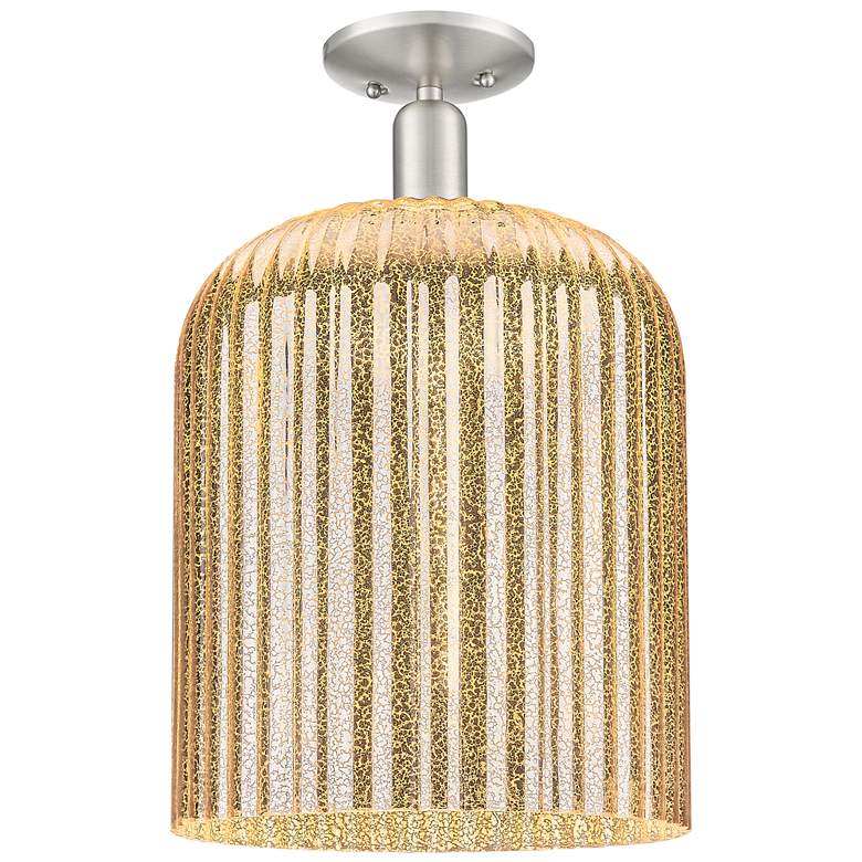 Image 1 Bridal Veil 12"W Brushed Satin Nickel Semi-Flush With Mercury Shade