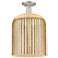 Bridal Veil 12"W Brushed Satin Nickel Semi-Flush With Mercury Shade