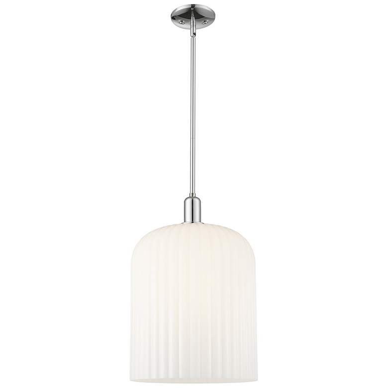 Image 1 Bridal Veil 12"W Chrome Stem Mini Pendant With Gloss White Shade