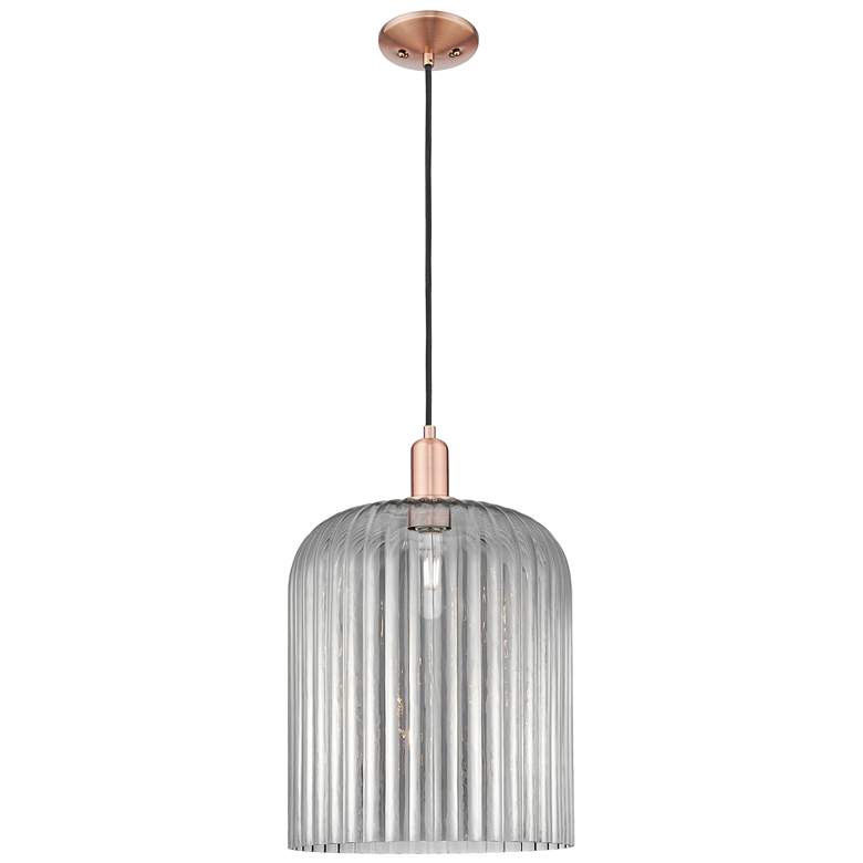 Image 1 Bridal Veil 12"W Copper Cord Mini Pendant With Light Smoke Shade