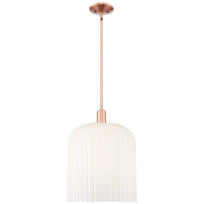 Image 1 Bridal Veil 12"W Copper Stem Mini Pendant With Gloss White Shade