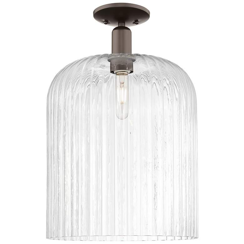 Image 1 Bridal Veil 12"W Oil Rubbed Bronze Semi-Flush Mount With Clear Shade