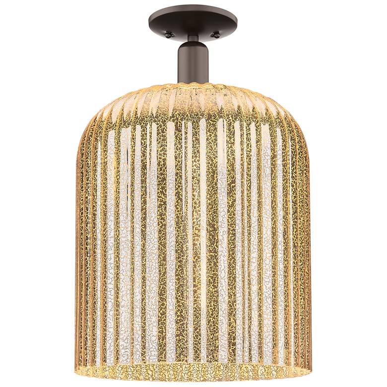 Image 1 Bridal Veil 12"W Oil Rubbed Bronze Semi-Flush Mount With Mercury Shade