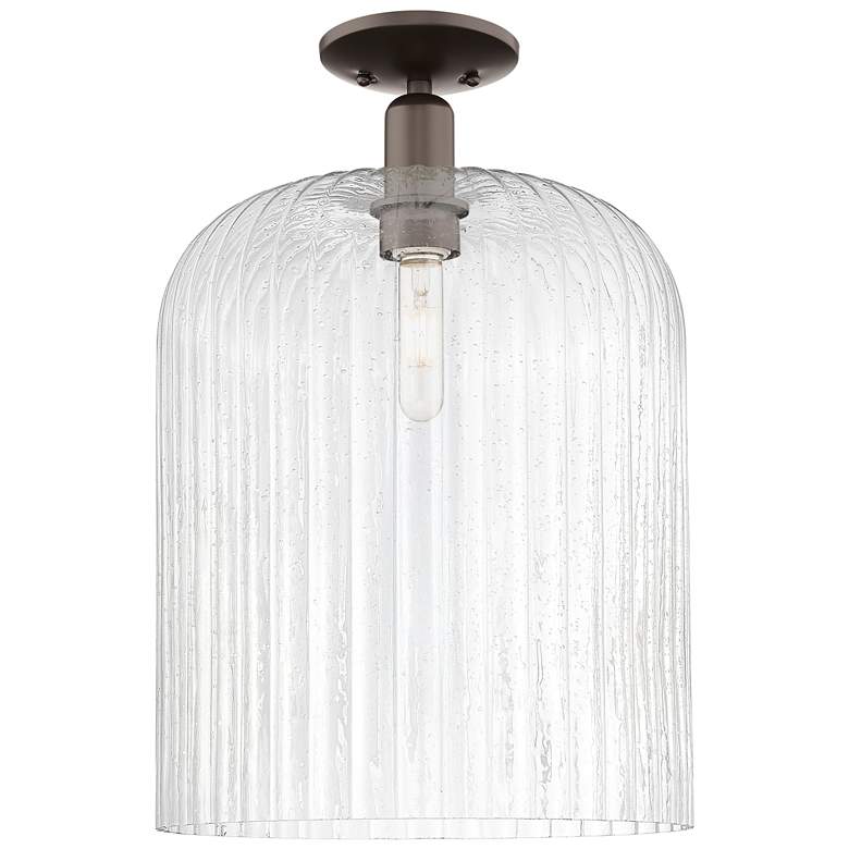 Image 1 Bridal Veil 12"W Oil Rubbed Bronze Semi-Flush Mount With Seedy Shade