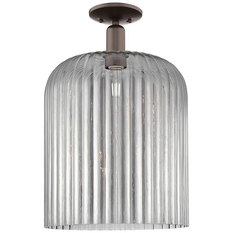 Image 1 Bridal Veil 12"W Oil Rubbed Bronze Semi-Flush With Light Smoke Shade