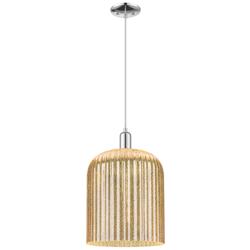 Bridal Veil 12"W Polished Chrome Cord Mini Pendant With Mercury Shade